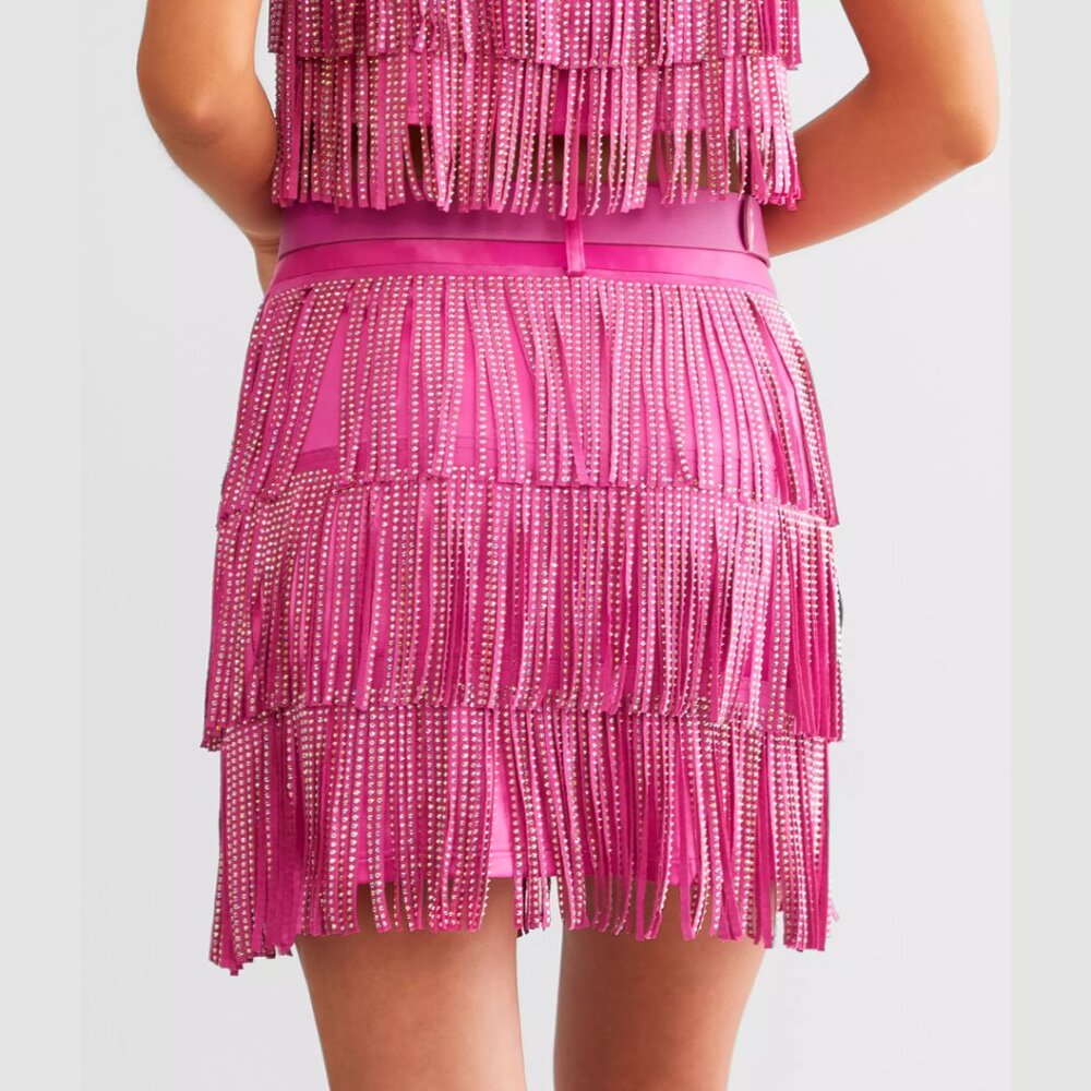 NWT Tiered Rhinestone Mini Skirt - Picture 3 of 9